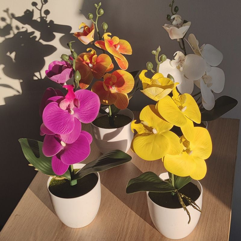 Bonsai simulado borboleta orquídea artificial vaso planta mesa de jantar