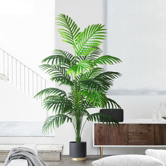 Palmeira artificial grande de 90-120cm, plantas falsas tropicais, folhas