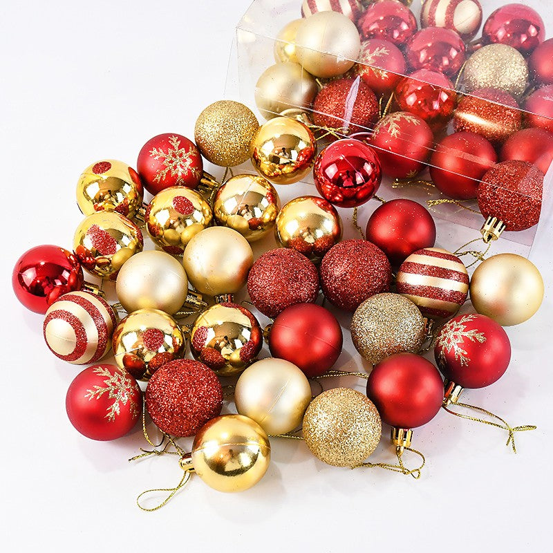 50 pçs/caixa bolas de árvore de natal ornamento ouro vermelho pendurado