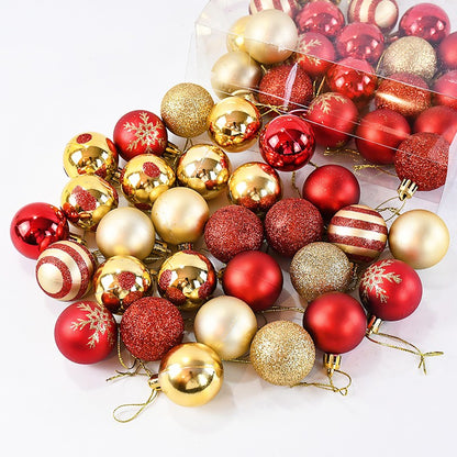 50 pçs/caixa bolas de árvore de natal ornamento ouro vermelho pendurado
