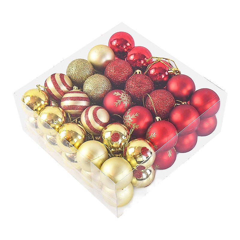 50 pçs/caixa bolas de árvore de natal ornamento ouro vermelho pendurado