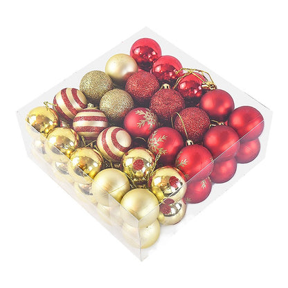50 pçs/caixa bolas de árvore de natal ornamento ouro vermelho pendurado
