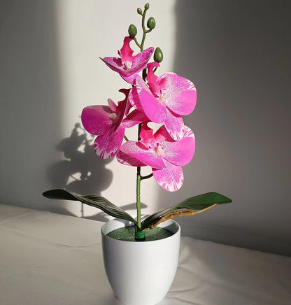 Bonsai simulado borboleta orquídea artificial vaso planta mesa de jantar