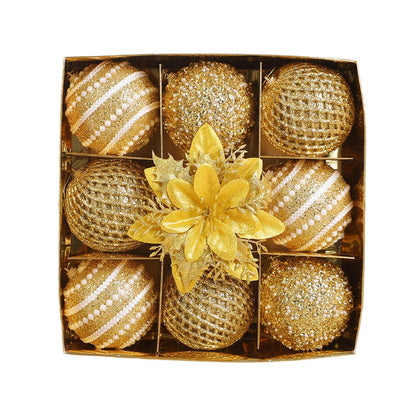 Conjunto de enfeites de bola de Natal de 9 unidades de 8 cm com glitter bolas de