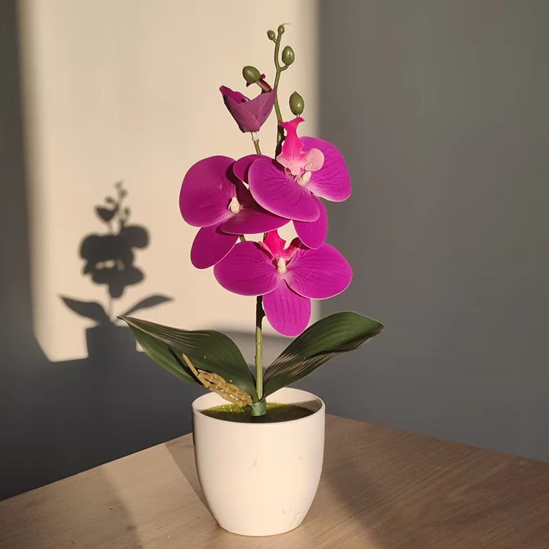 Bonsai simulado borboleta orquídea artificial vaso planta mesa de jantar