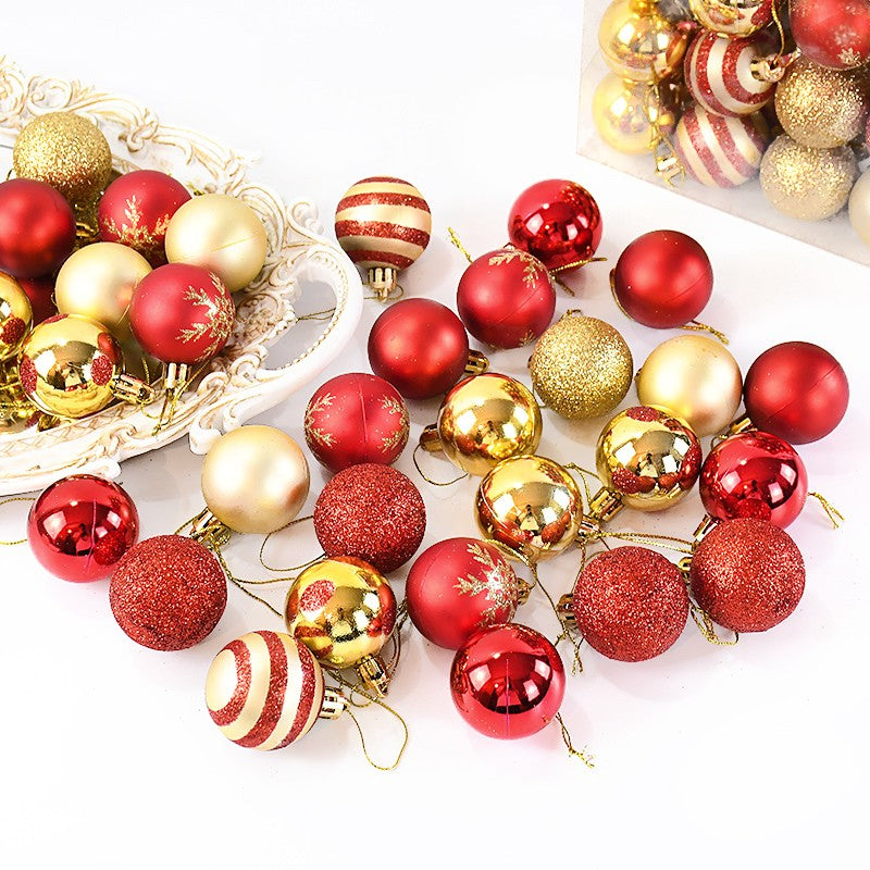 50 pçs/caixa bolas de árvore de natal ornamento ouro vermelho pendurado