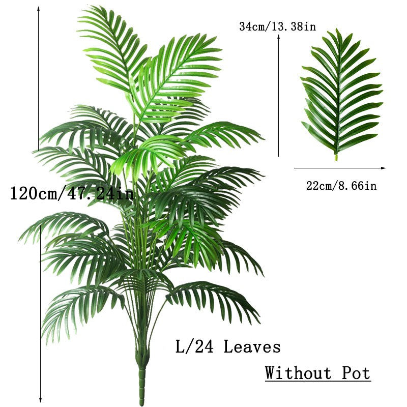 Palmeira artificial grande de 90-120cm, plantas falsas tropicais, folhas