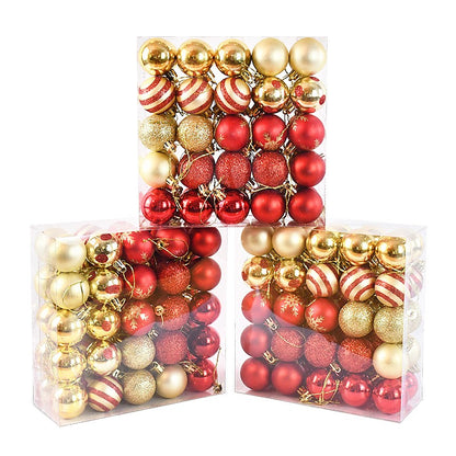 50 pçs/caixa bolas de árvore de natal ornamento ouro vermelho pendurado