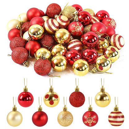 50 pçs/caixa bolas de árvore de natal ornamento ouro vermelho pendurado