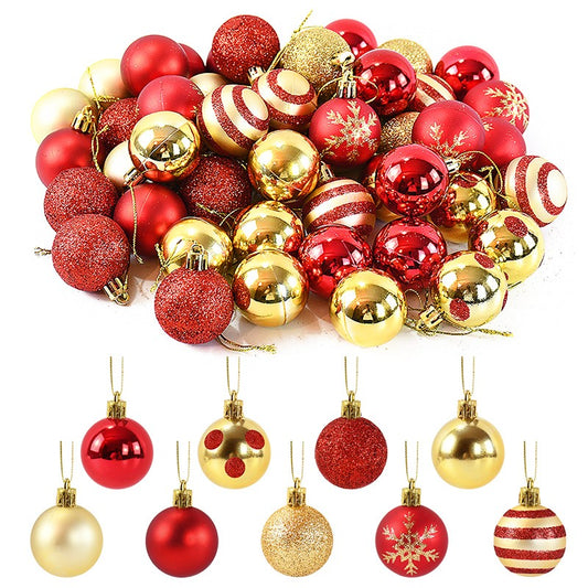50 pçs/caixa bolas de árvore de natal ornamento ouro vermelho pendurado