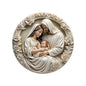 Ornamento clássico de madeira para presépio: a Sagrada Família de Maria, Jesu