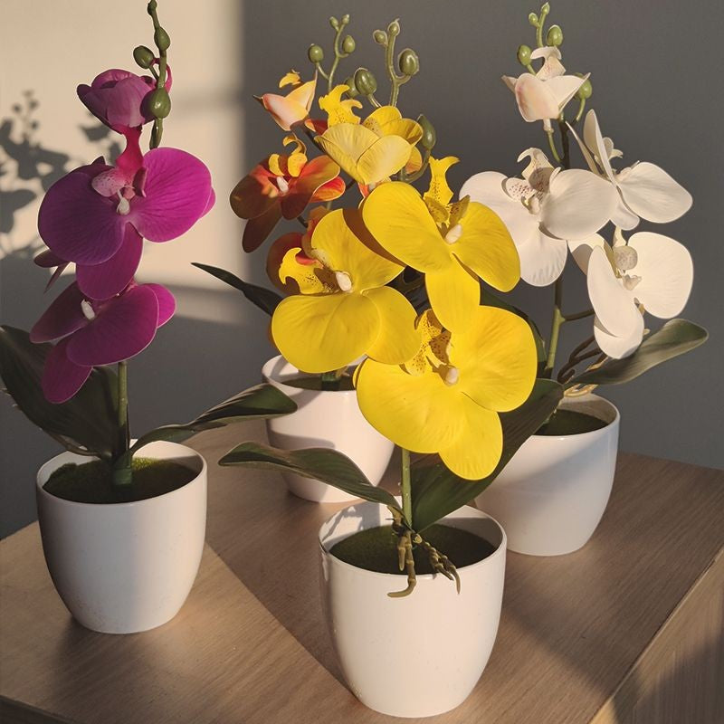 Bonsai simulado borboleta orquídea artificial vaso planta mesa de jantar