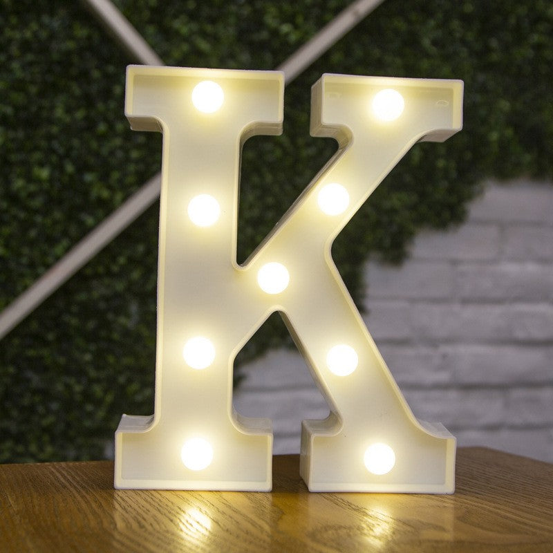 Letra do alfabeto luzes led número luminoso lâmpada bateria luz noturna quente