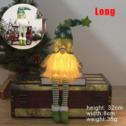 Natal boneca sem rosto gnome ornamentos led luz de pelúcia tricô artesanato