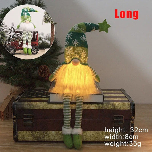 Natal boneca sem rosto gnome ornamentos led luz de pelúcia tricô artesanato