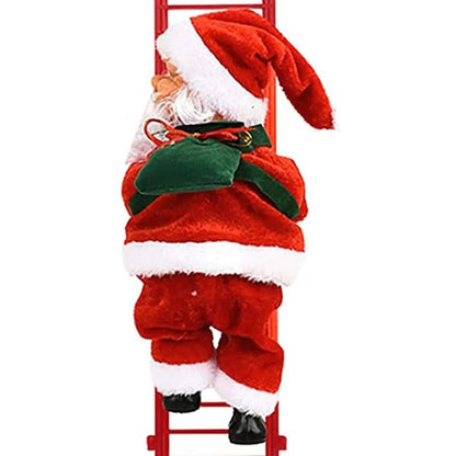 Escada de escalada elétrica papai noel música boneca ornamento de natal