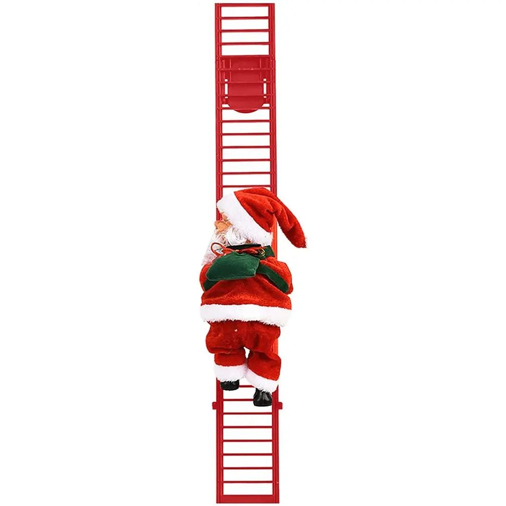 Escada de escalada elétrica papai noel música boneca ornamento de natal