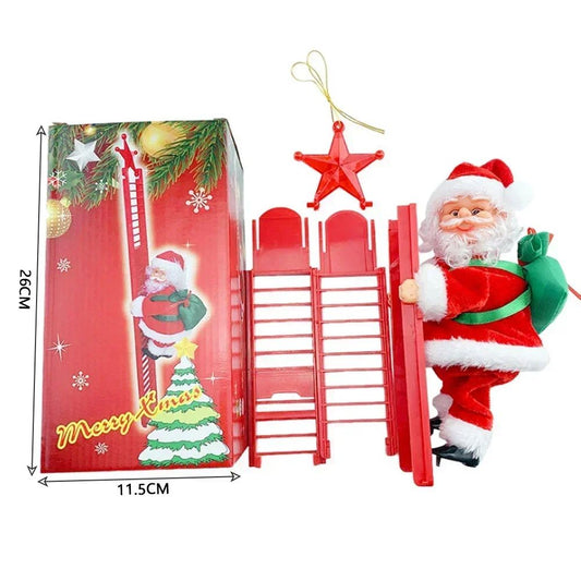 Escada de escalada elétrica papai noel música boneca ornamento de natal