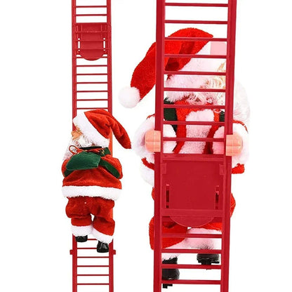 Escada de escalada elétrica papai noel música boneca ornamento de natal