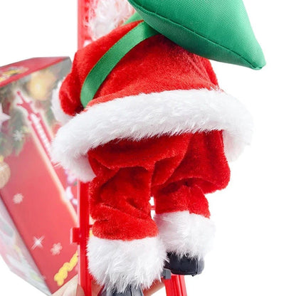 Escada de escalada elétrica papai noel música boneca ornamento de natal