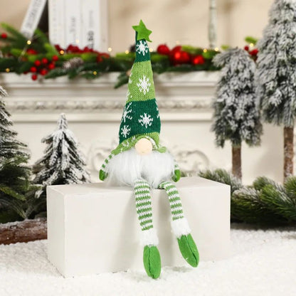 Natal boneca sem rosto gnome ornamentos led luz de pelúcia tricô artesanato
