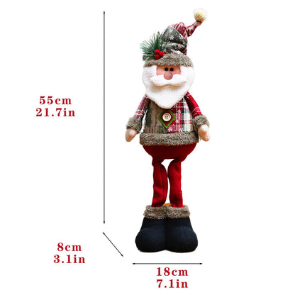 3 pçs natal decorativo bonecas de natal rena boneco de neve papai noel em pé b