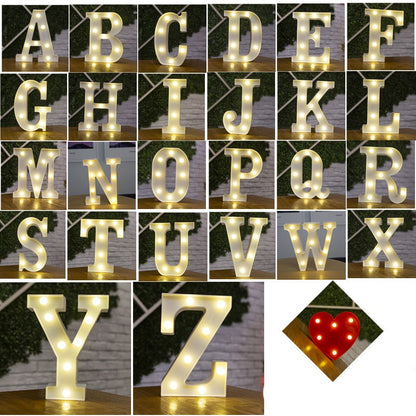 Letra do alfabeto luzes led número luminoso lâmpada bateria luz noturna quente