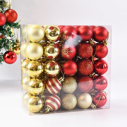 50 pçs/caixa bolas de árvore de natal ornamento ouro vermelho pendurado