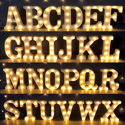 Letra do alfabeto luzes led número luminoso lâmpada bateria luz noturna quente