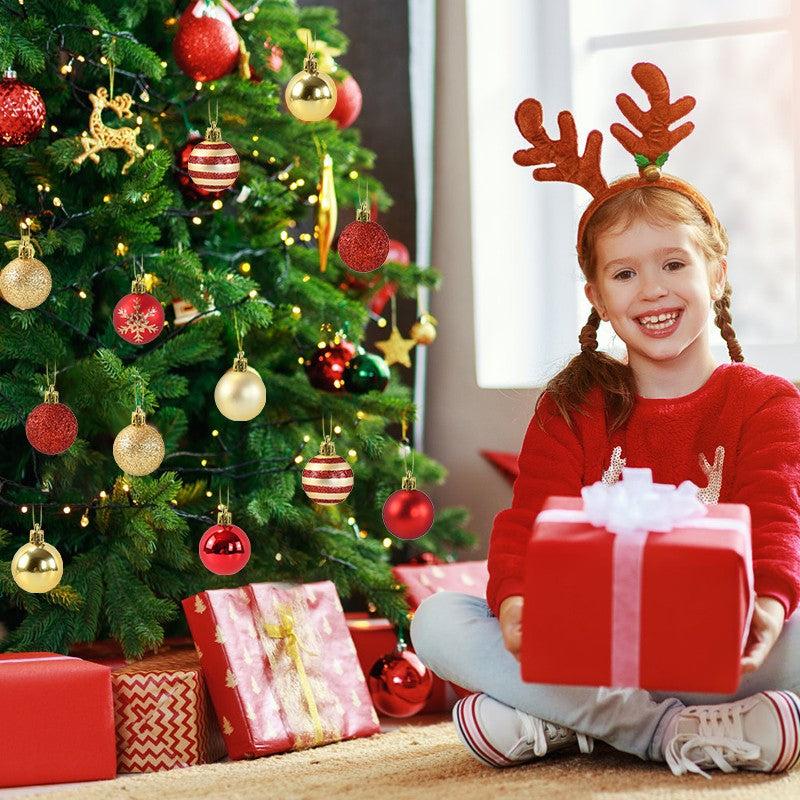 50 pçs/caixa bolas de árvore de natal ornamento ouro vermelho pendurado