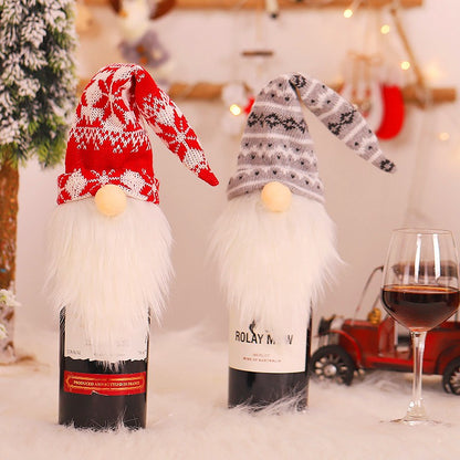 Papai Noel Vermelho Natal Vinho Garrafa Tampas, Sacos De Presente De Natal, Poei