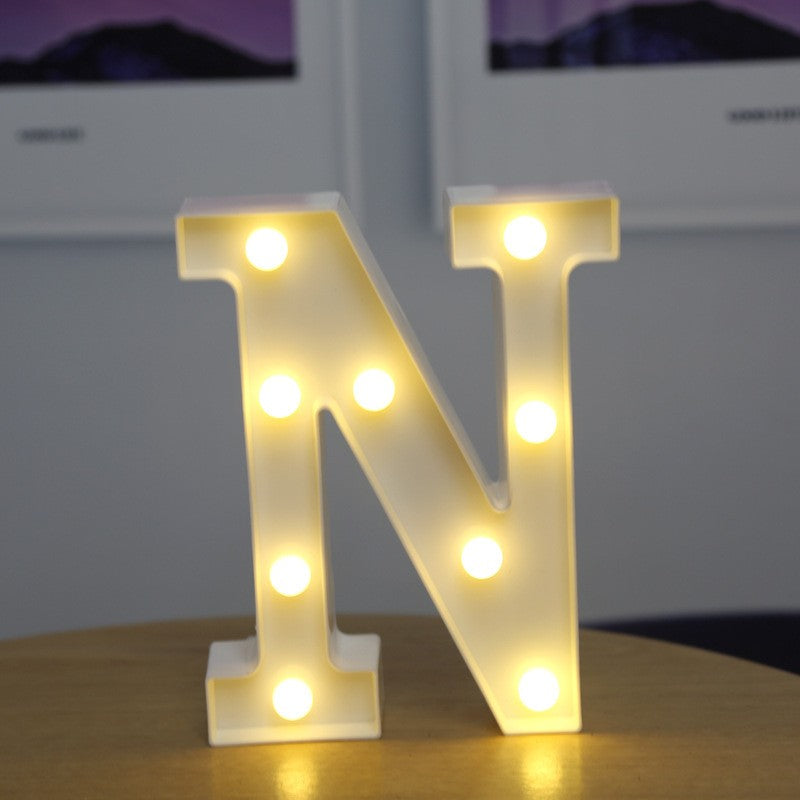Letra do alfabeto luzes led número luminoso lâmpada bateria luz noturna quente