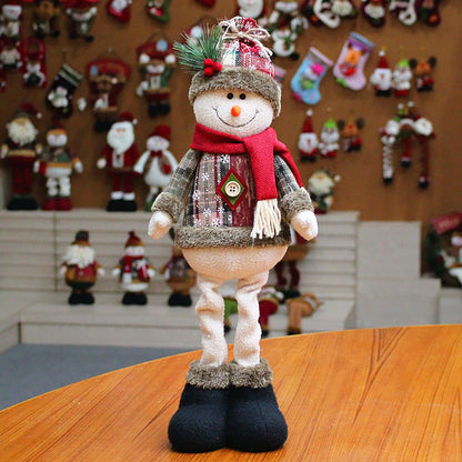 3 pçs natal decorativo bonecas de natal rena boneco de neve papai noel em pé b
