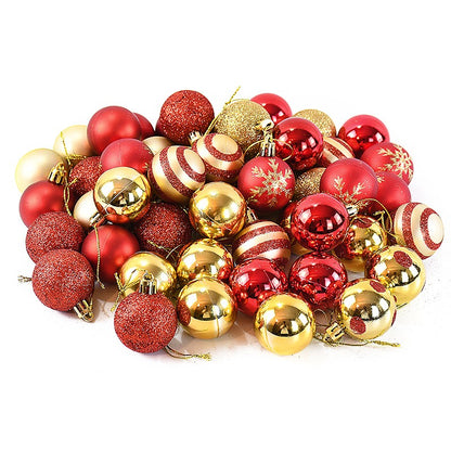 50 pçs/caixa bolas de árvore de natal ornamento ouro vermelho pendurado