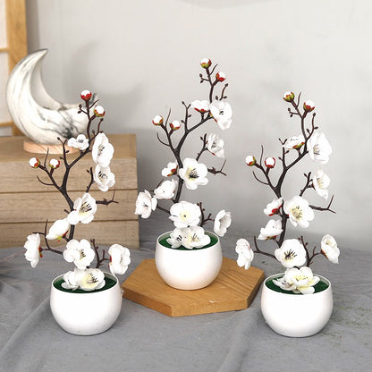30 cm plantas artificiais bonsai pequena árvore simulação pote plantas flores