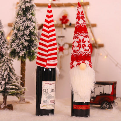 Papai Noel Vermelho Natal Vinho Garrafa Tampas, Sacos De Presente De Natal, Poei