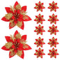 5/10 pçs 14.5cm ornamentos de flores de natal, rosa, vermelho, ouro, glitter fl