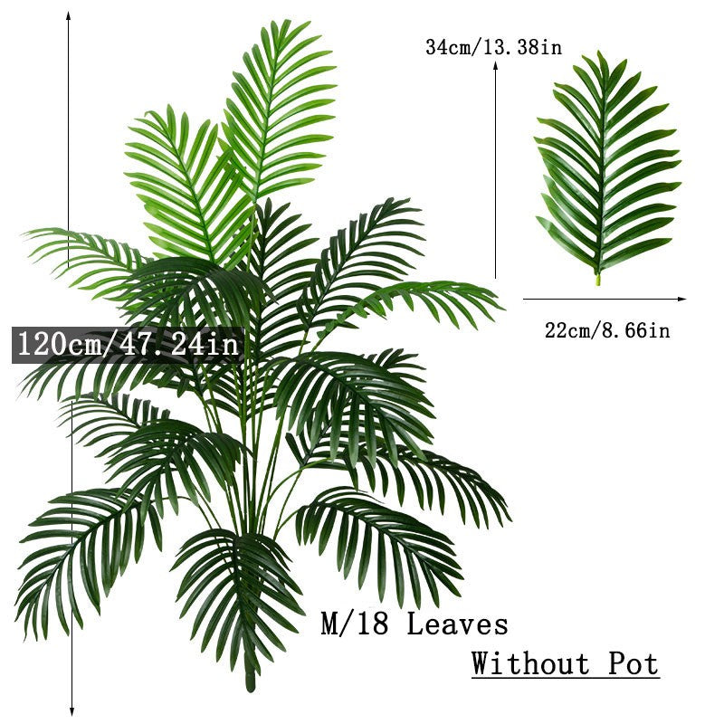 Palmeira artificial grande de 90-120cm, plantas falsas tropicais, folhas