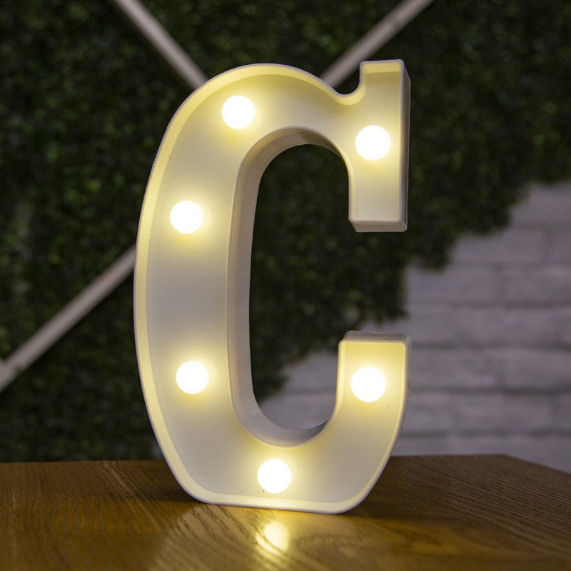 Letra do alfabeto luzes led número luminoso lâmpada bateria luz noturna quente