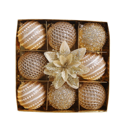 Conjunto de enfeites de bola de Natal de 9 unidades de 8 cm com glitter bolas de