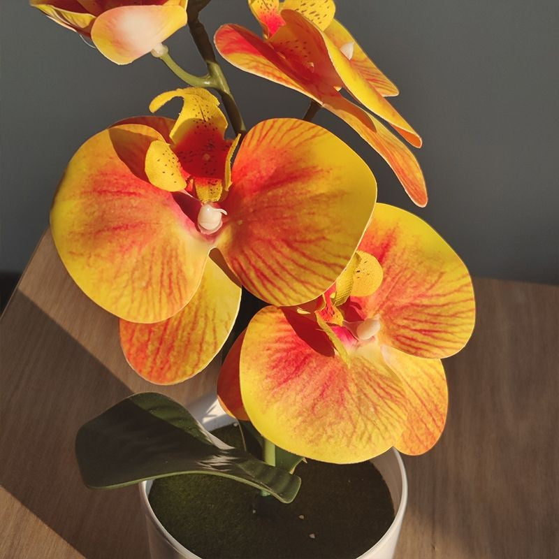 Bonsai simulado borboleta orquídea artificial vaso planta mesa de jantar