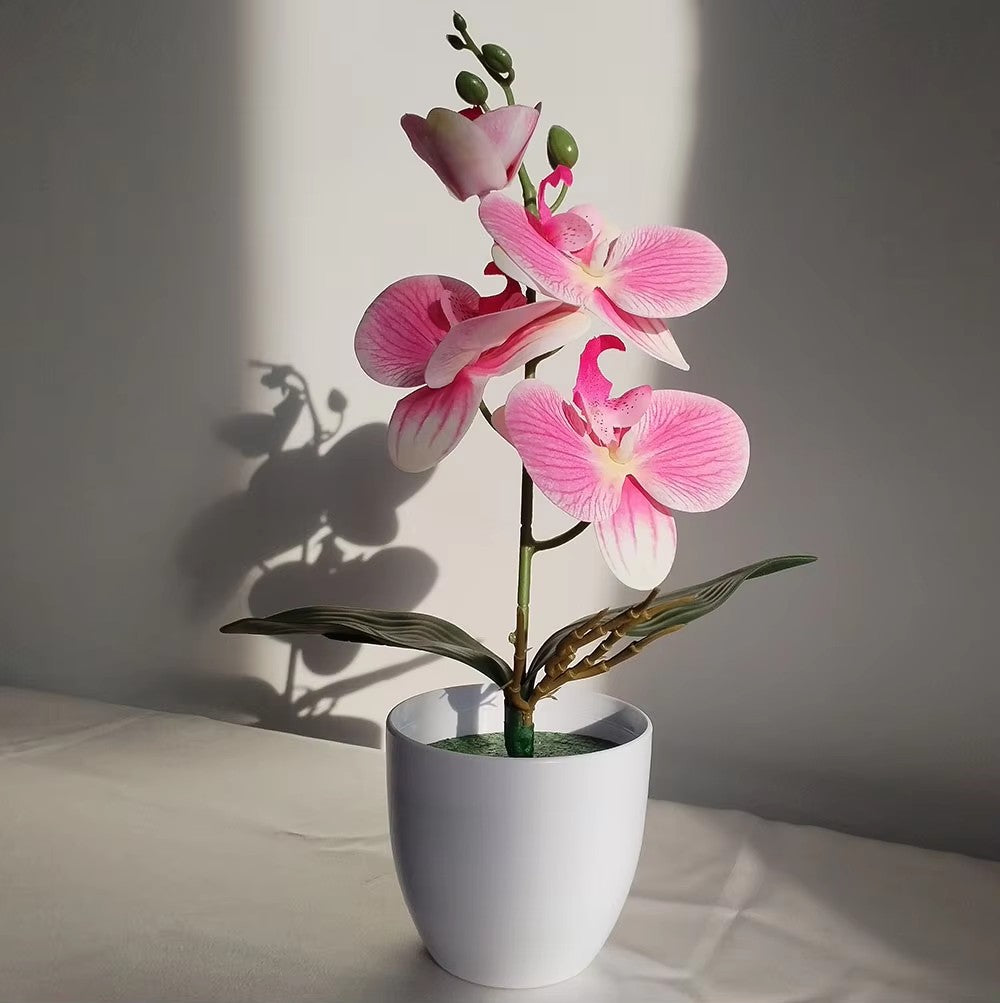 Bonsai simulado borboleta orquídea artificial vaso planta mesa de jantar