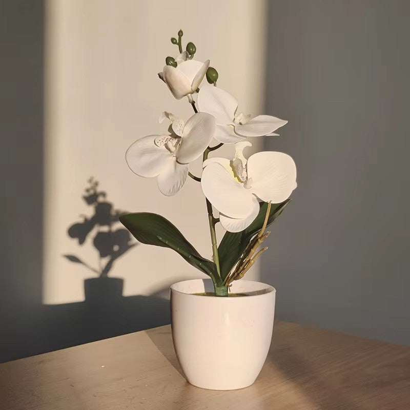 Bonsai simulado borboleta orquídea artificial vaso planta mesa de jantar
